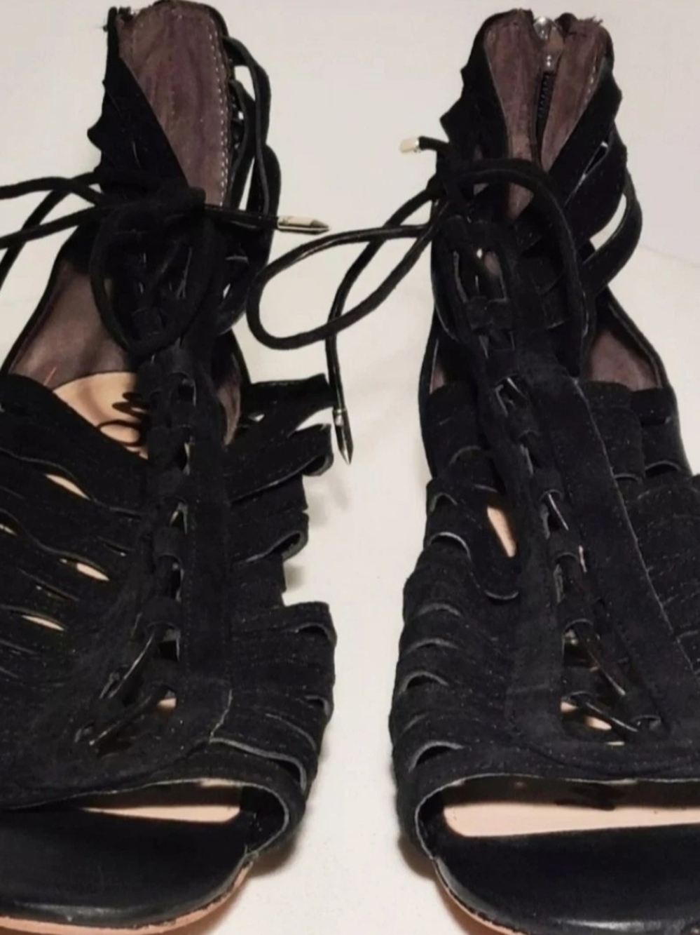 Sam Edelman Womens 7.5 Black Suede Gladiator Sandals...